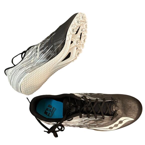 Saucony Spitfire 5 Track Spikes Men\'s 8 Sprint Racing Shoes NIB Black White Run main image 13